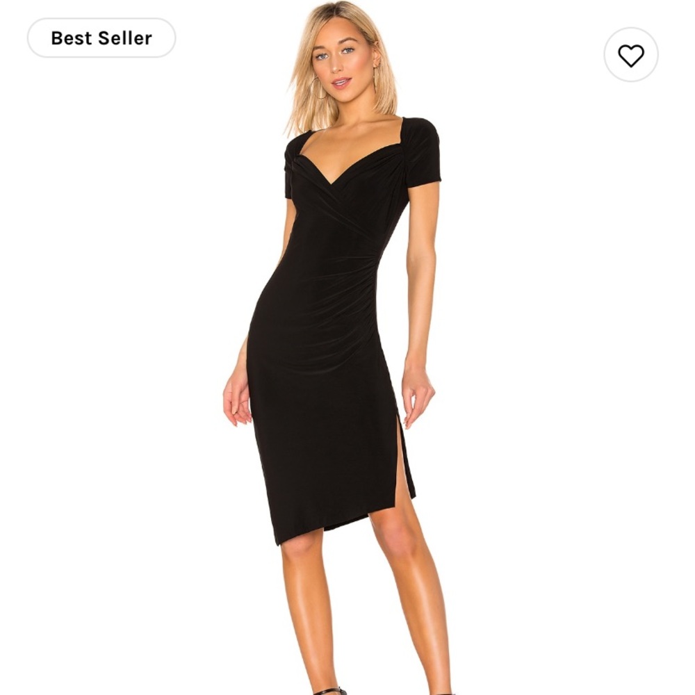 X Revolve Sweetheart Side Drape Dress in black Norma Kamali